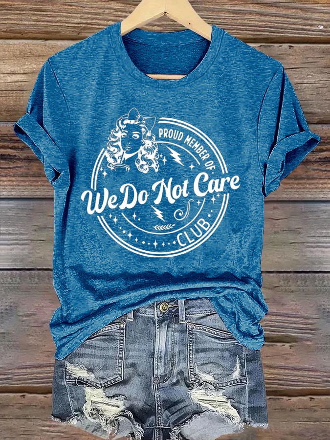 Women's  Round-Neck Retro Funny Proud Member Of WDNC Club We Do Not Care Menopause Perimenopause Print T-Shirt