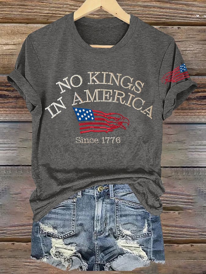 Retro No Kings In America Since 1776 Print T-Shirt