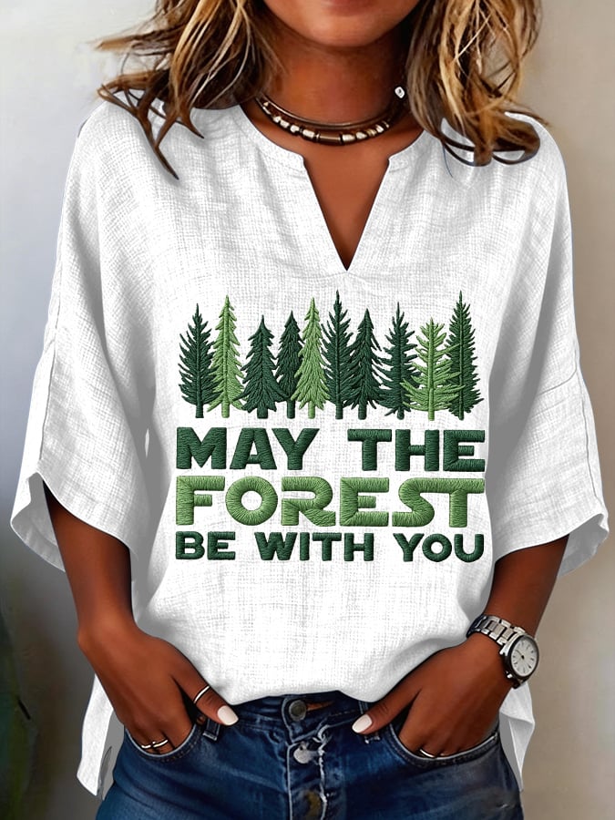 Women's May The Forest Be With You Printed Casual Shirt