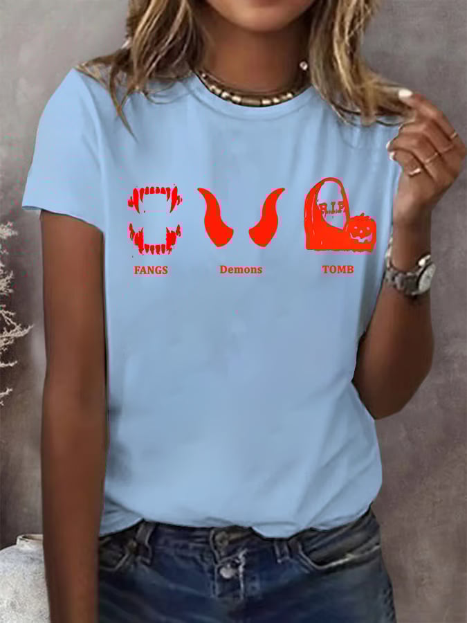 Women's Halloween FDT Printed Casual T-Shirt