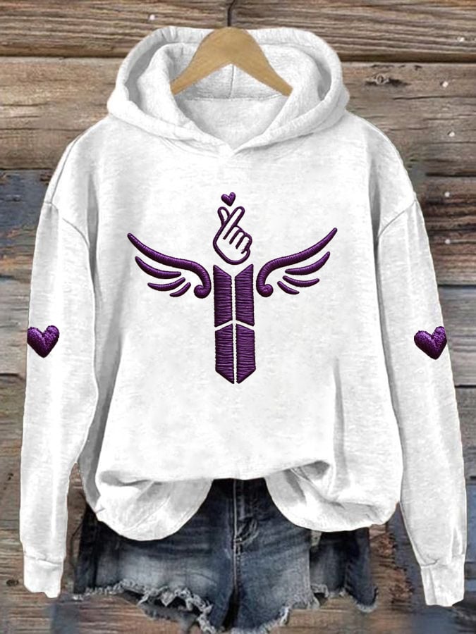 Women's K-pop Print Hooded Top