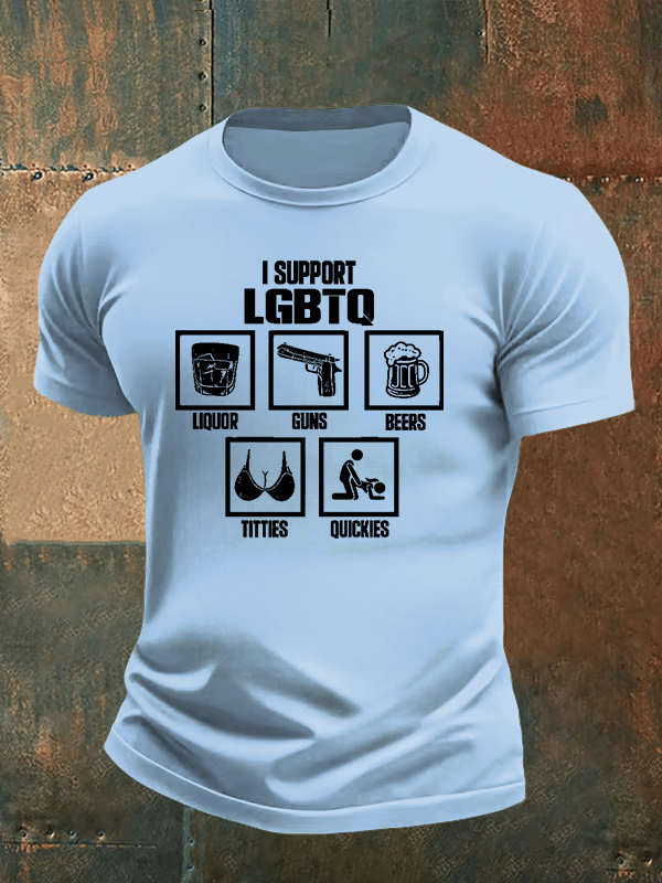 Men's  I SUPPORT LGBTQ Printed T-Shirt
