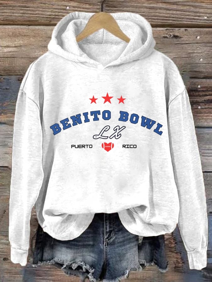 Retro Puerto Rico Print Hoodie