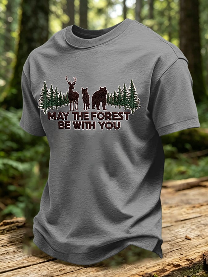 Men's May The Forest Be With You Printed Casual T-Shirt