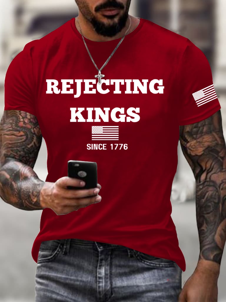 Men's No Kings In America Printed Casual T-shirt
