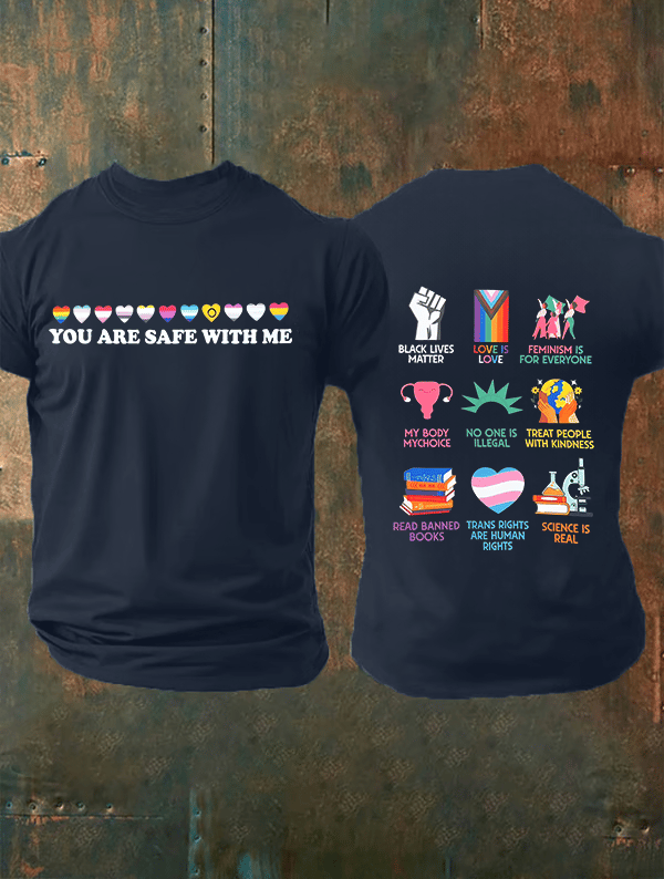Men's  You are safe with me  Printed  T-Shirt