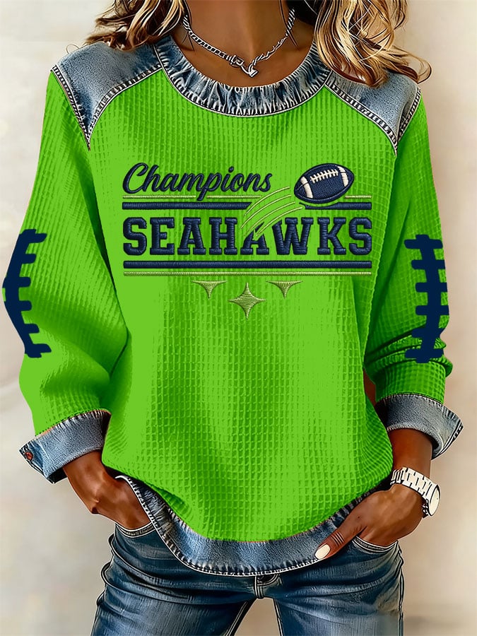 Women's Football Print Long-Sleeved Sweatshirt