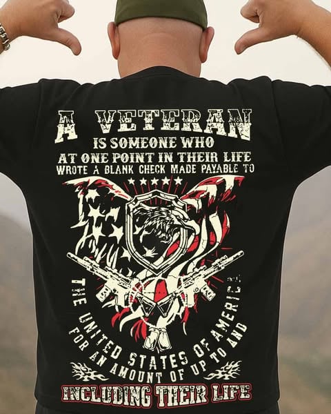 A Veteran Pattern Print 100%Cotton T-Shirt