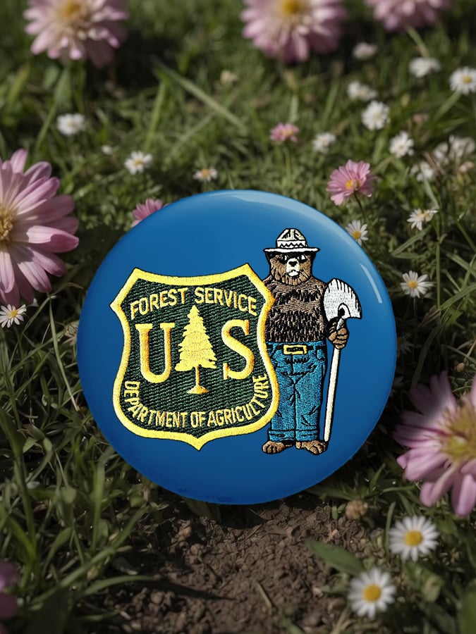 Unisex Retro Save The Forest Service Pin-Back Button