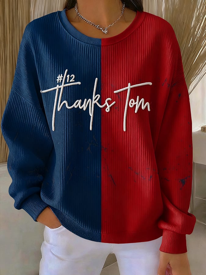 Women's Casual Rugby Textured Sweatshirt