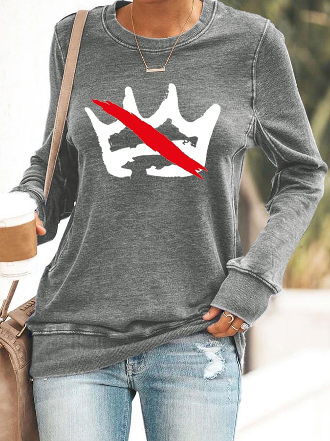 Women's Retro No Kings Print Sweatshirt