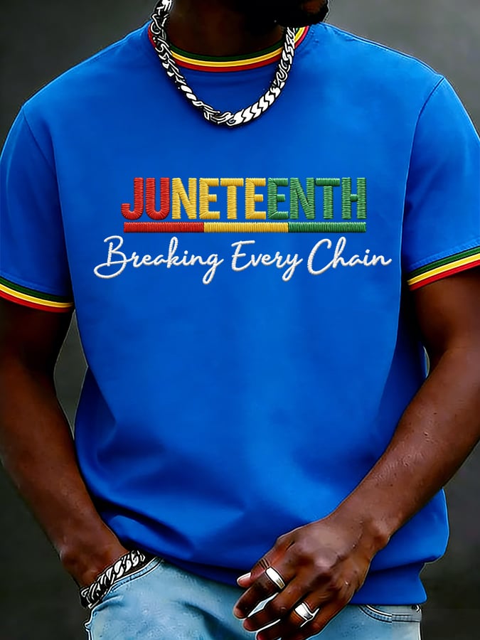 Men's Juneteenth Breaking Every Chain Printed Casual T-shirt
