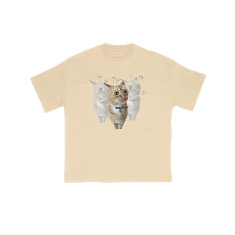 Unisex "Brain Is Loading" Fun Cat Pattern Print T-shirt