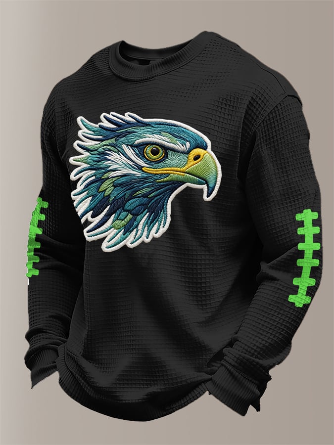 Men's Football Waffle Fabric Long-sleeved T-shirt