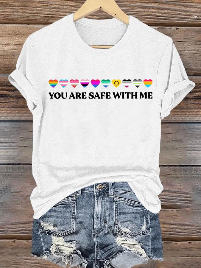 Women's  YOU ARE SAFE WITH ME  Print T-Shirt