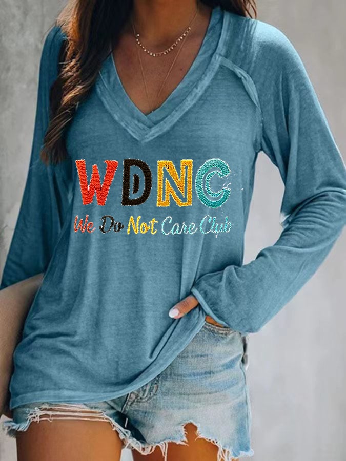Women's  V-neck Retro Funny Proud Member Of WDNC Club Menopause Perimenopause Print T-Shirt