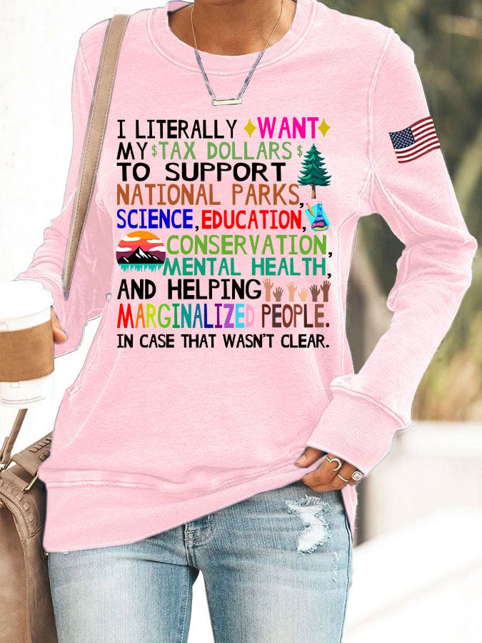 Women's Support National Parks Print Round Neck Sweatshirt