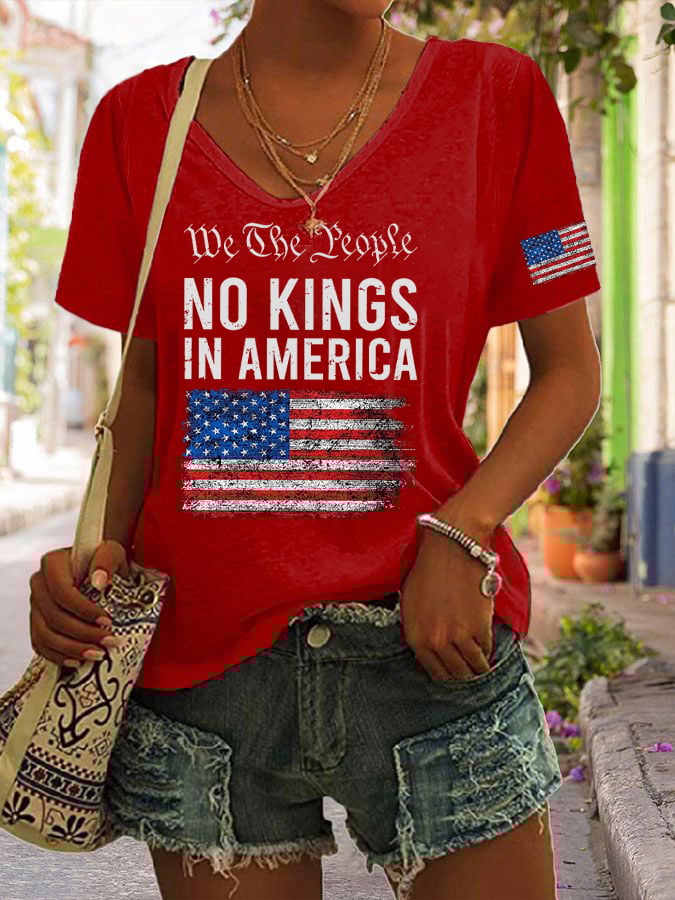 Women's No King in America Printed Casual T-shirt