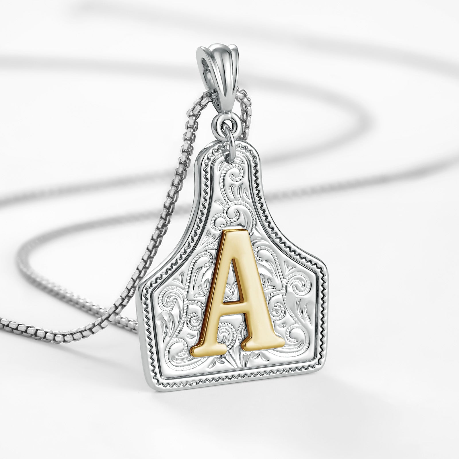 Custom Letter Pendant Cow Tag Initial Necklace 🤠 (comes with a cowboy hat gift box)