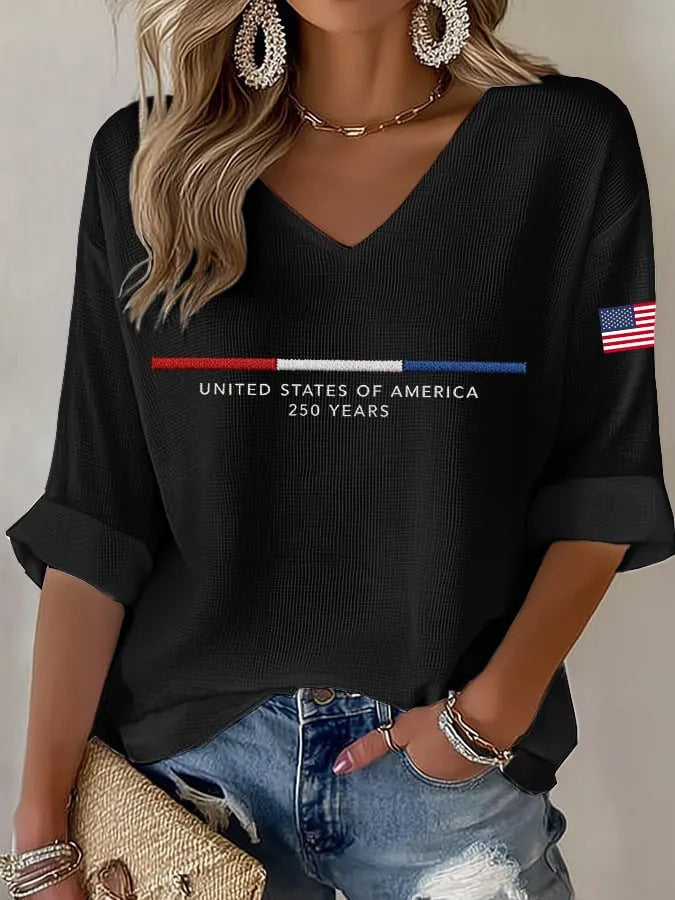 Women's America 250th Anniversary V-neck Long Sleeve