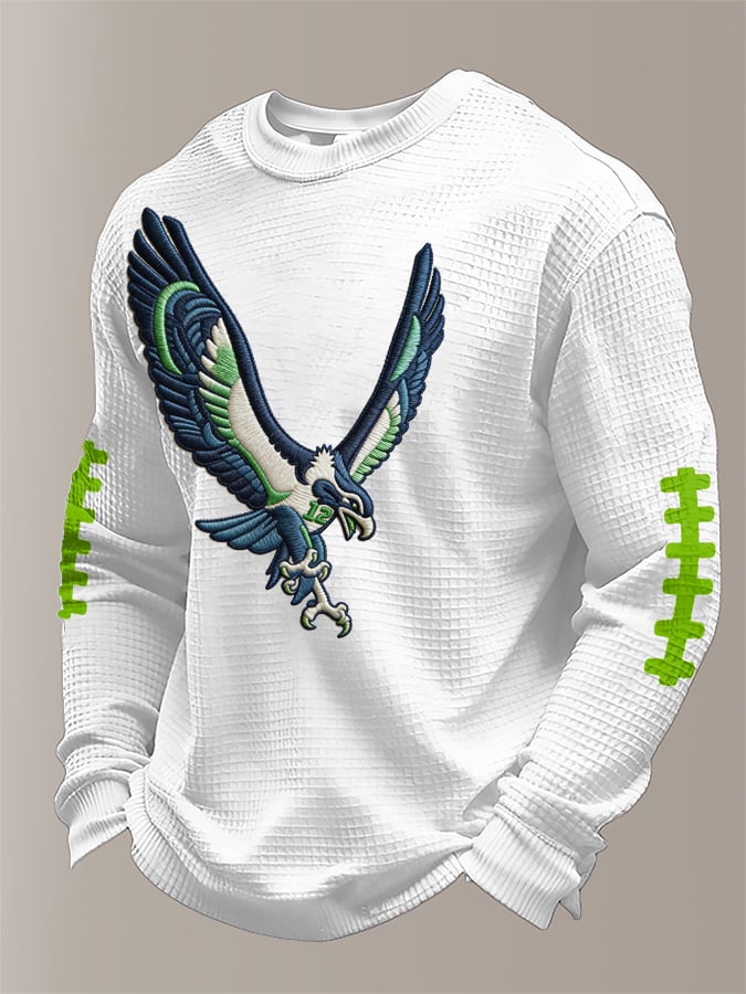 Men's Football Waffle Fabric Long-sleeved T-shirt