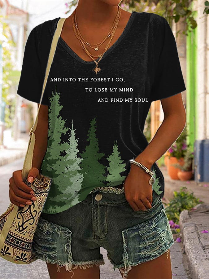 Women's National Park Protection Print V-Neck T-Shirt