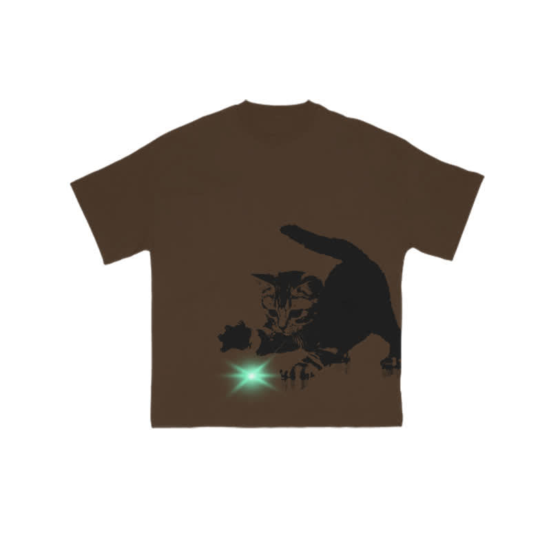 Unisex Playing Cat Art Print T-shirt