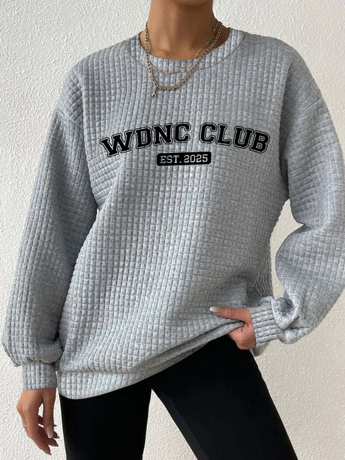 Retro Funny Funny WDNC Club Est. 2026 Menopause Perimenopause Print Textured Sweatshirt