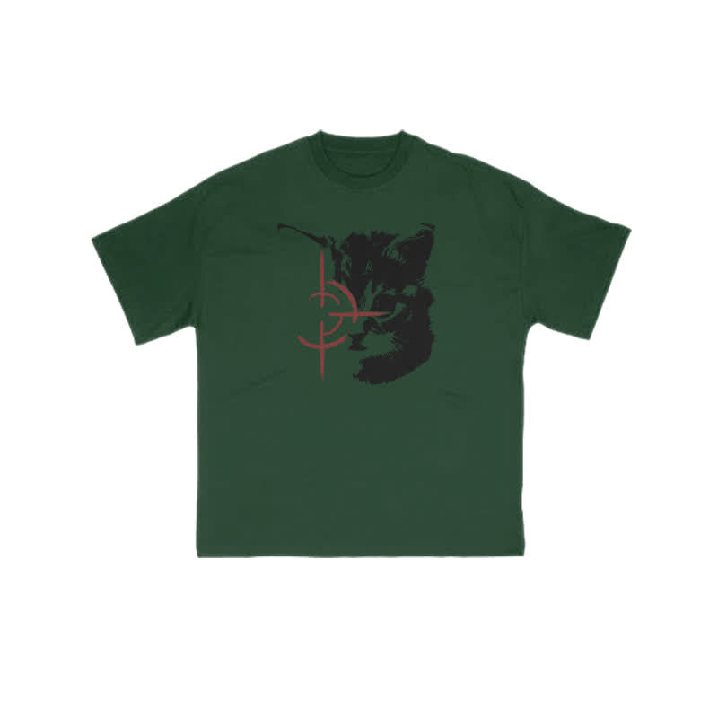 Unisex Sniper Cat Print T-shirt