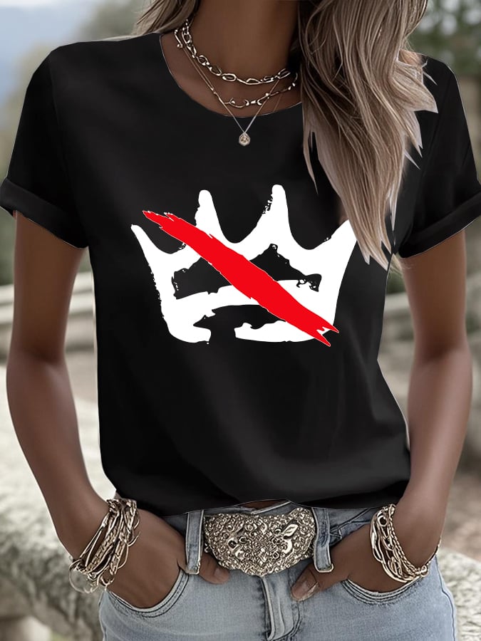 🔥Buy 3 Get 15% Off🔥Women's No Kings Print V Neck T-shirt