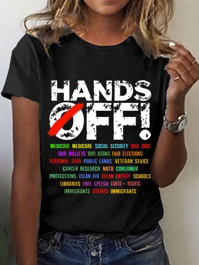 🔥Buy 3 Get 15% Off🔥Women's Hands Off Protest Print Casual T-Shirt