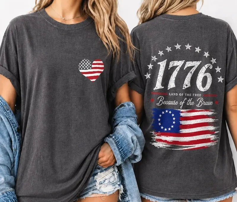 Unisex Comfort Colors 1776 Patriotic Graphic T-Shirt