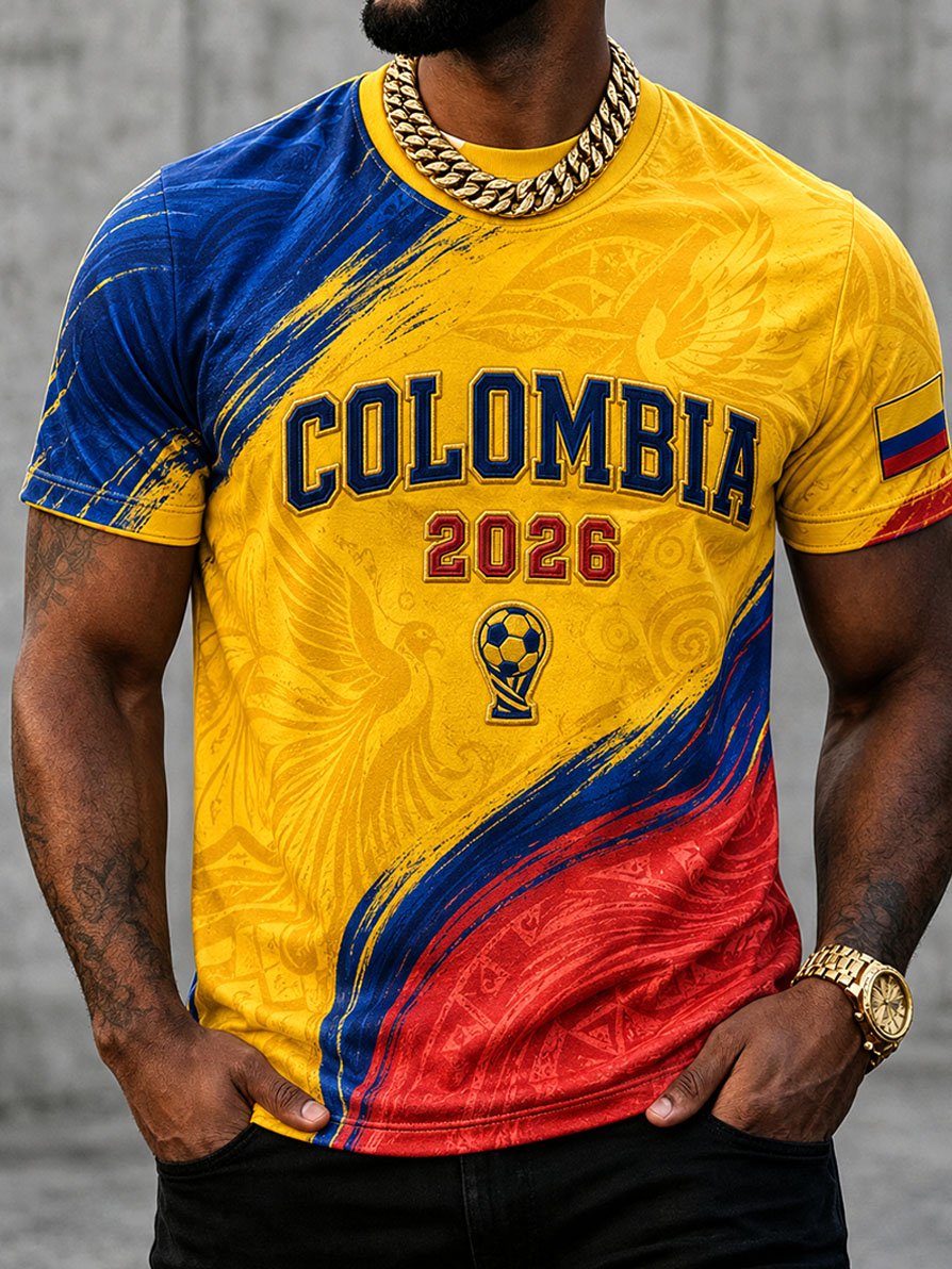 Men's Colombia Football Fan Crew Neck T-Shirt
