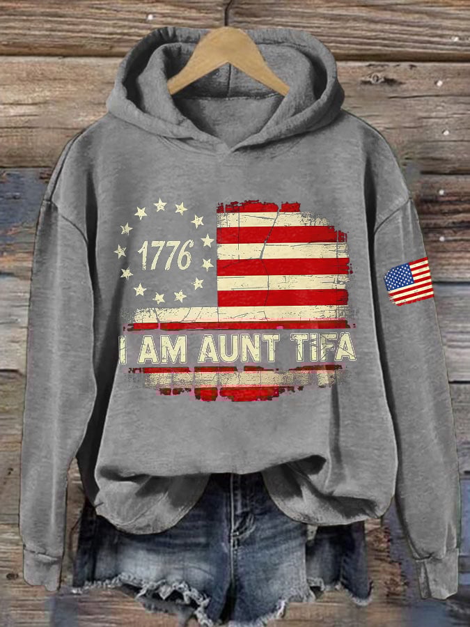 Retro I Am Aunt Tifa Print Hoodie