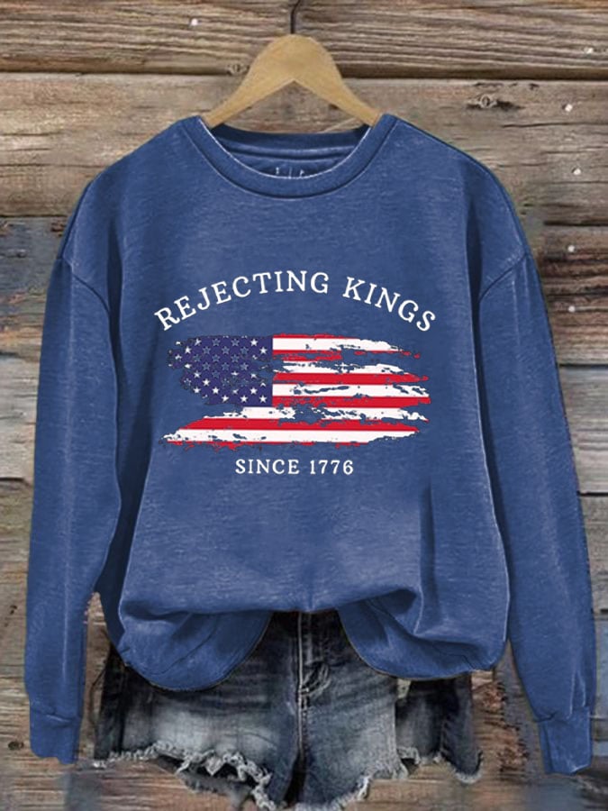 🔥Buy 3 Get 15% Off🔥Women's Rejecting Kings Since 1776 Print Casual Sweatshirt