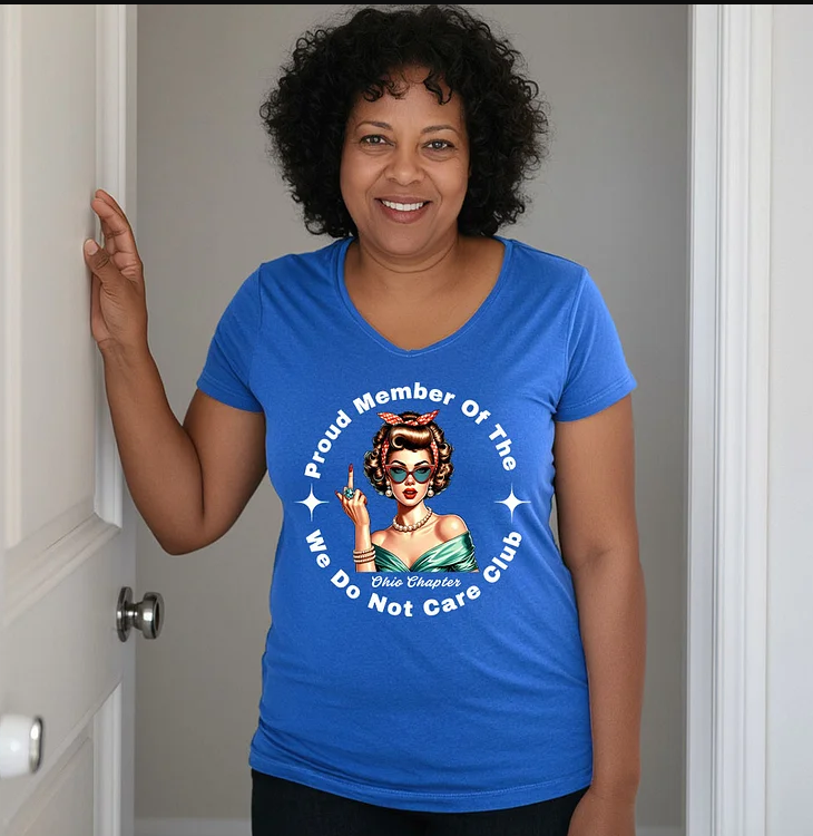 V-Neck Retro Funny Proud Member Of  We Do Not Care Menopause Perimenopause Print T-Shirt