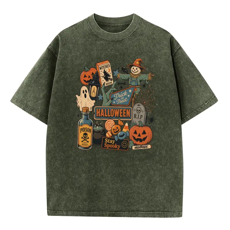 Unisex Vintage Halloween Short-Sleeve Cotton T-Shirt