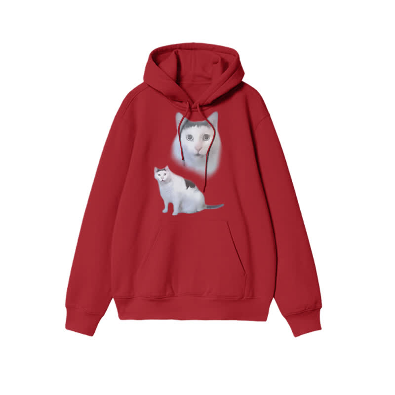 Unisex Confused Cat Print Hoodie
