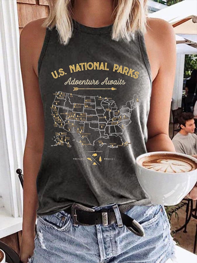 Women's National Parks Print Crew Neck Tank Top