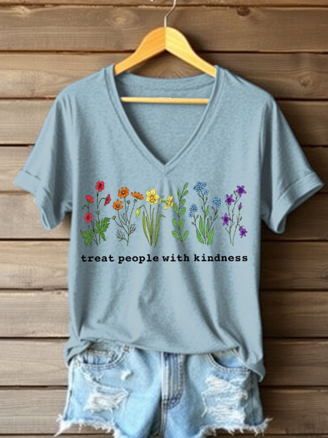 Women's Treat People With Kindness Printed Short-Sleeved T-Shirt