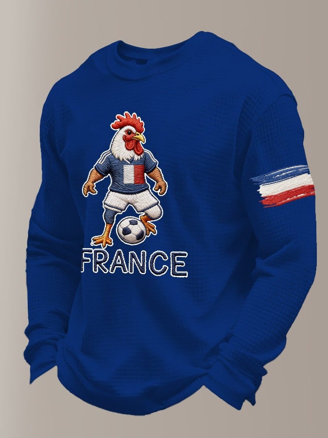 Men's Retro French Football Printed Casual Long-Sleeved Top