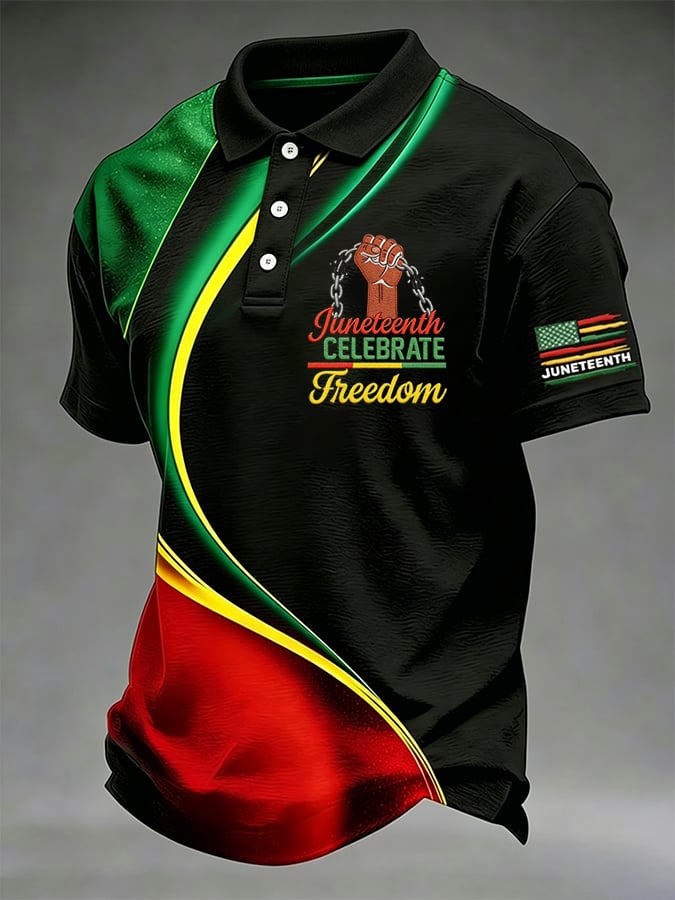 Men'S Juneteenth Celebrate Freedom  Printed Polo Shirt