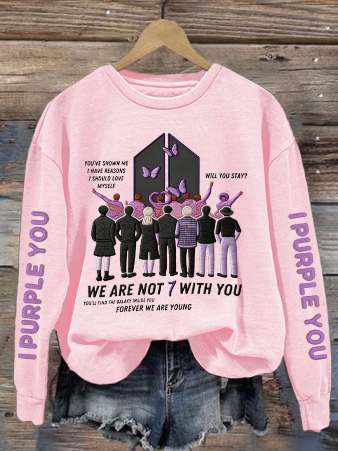 Women's K-pop Printed Long-Sleeve Sweatshirt