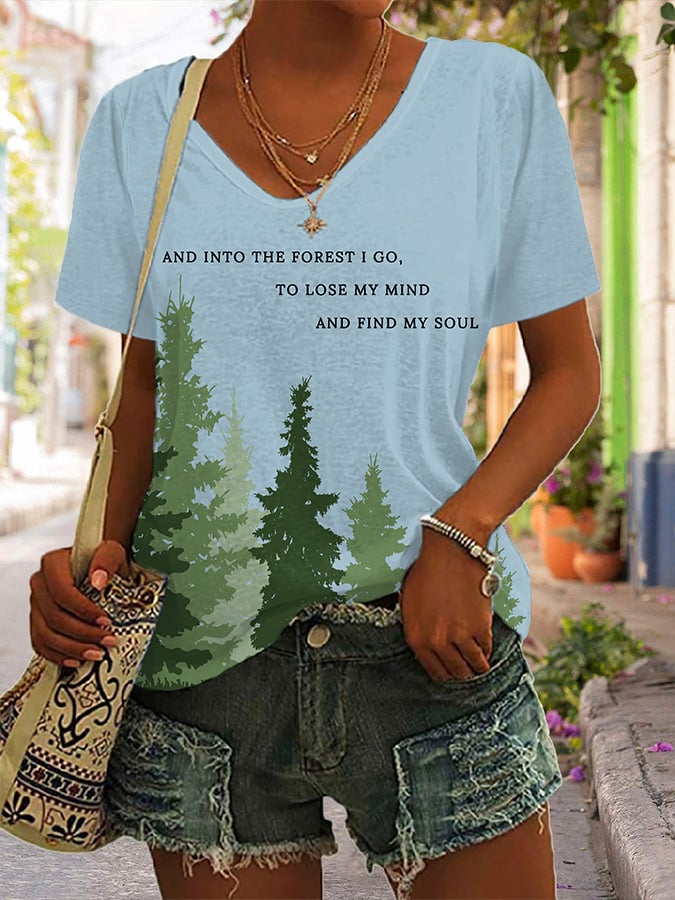 Women's National Park Protection Print V-Neck T-Shirt