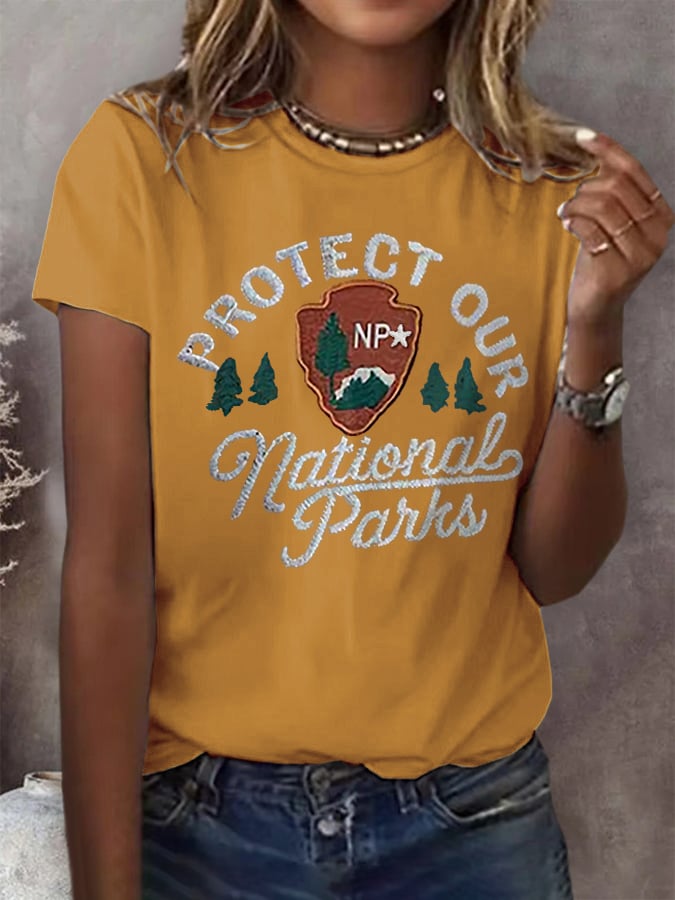 Women's Fashion Casual National Park Protection T-Shirt