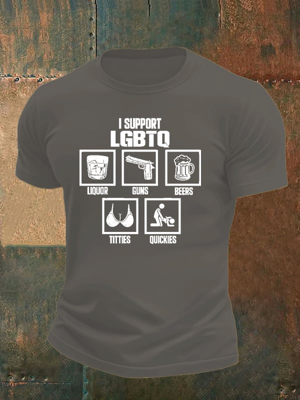 Men's  I SUPPORT LGBTQ Printed T-Shirt