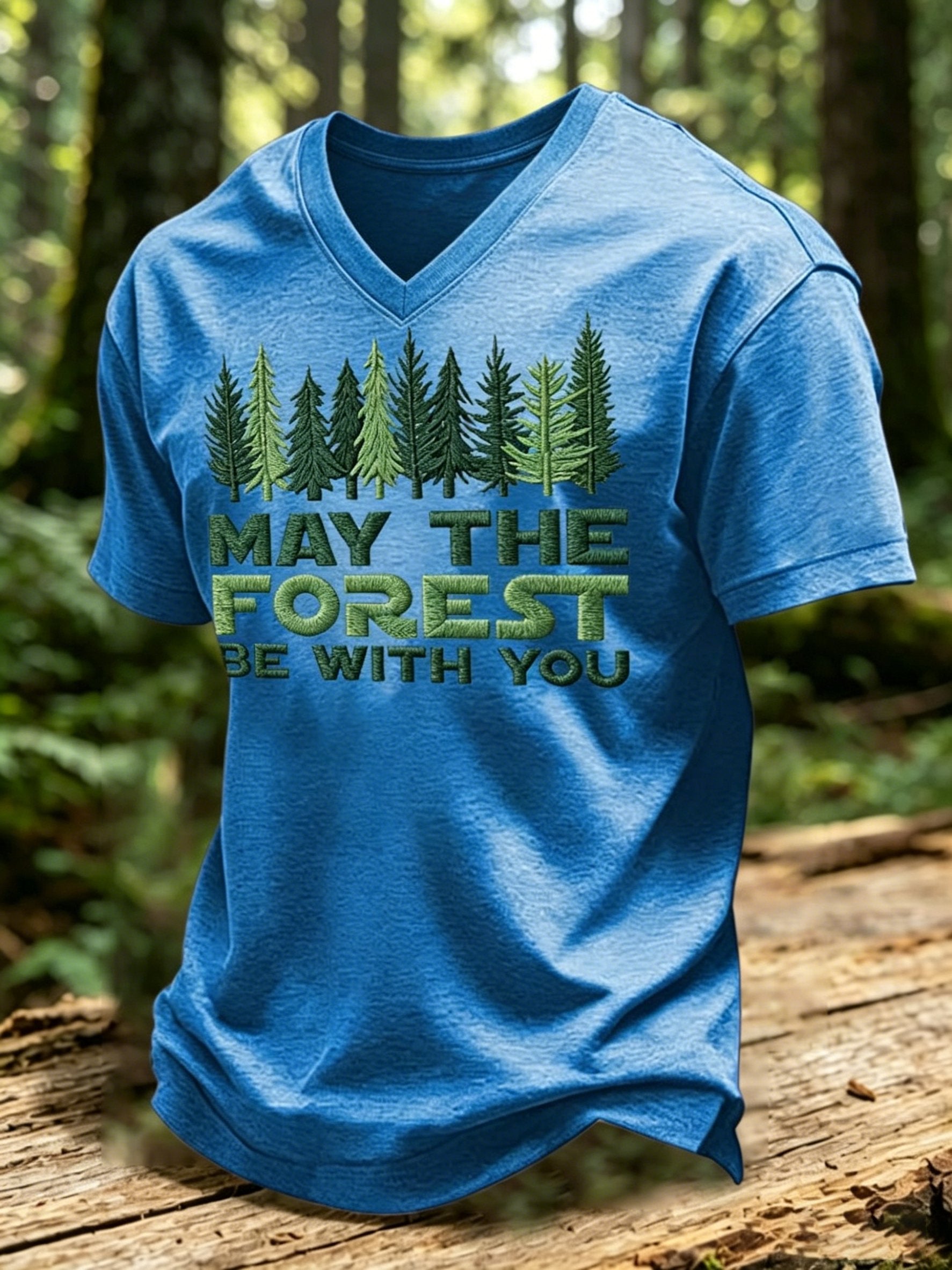Men's May The Forest Be With You Print Casual T-Shirt