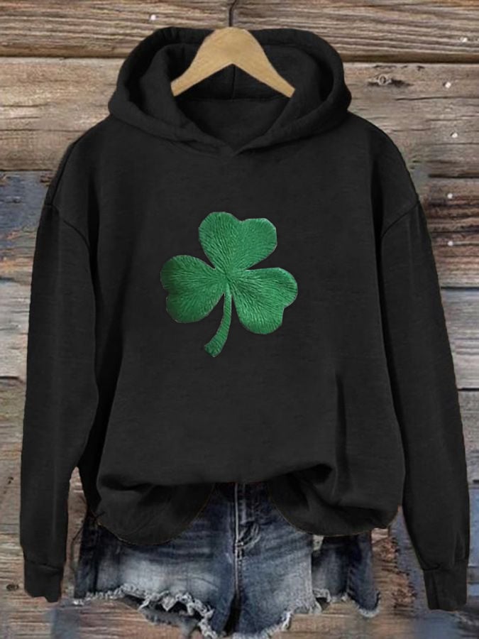 Women's  Shamrock St. Patrick's Day Print Hoodie