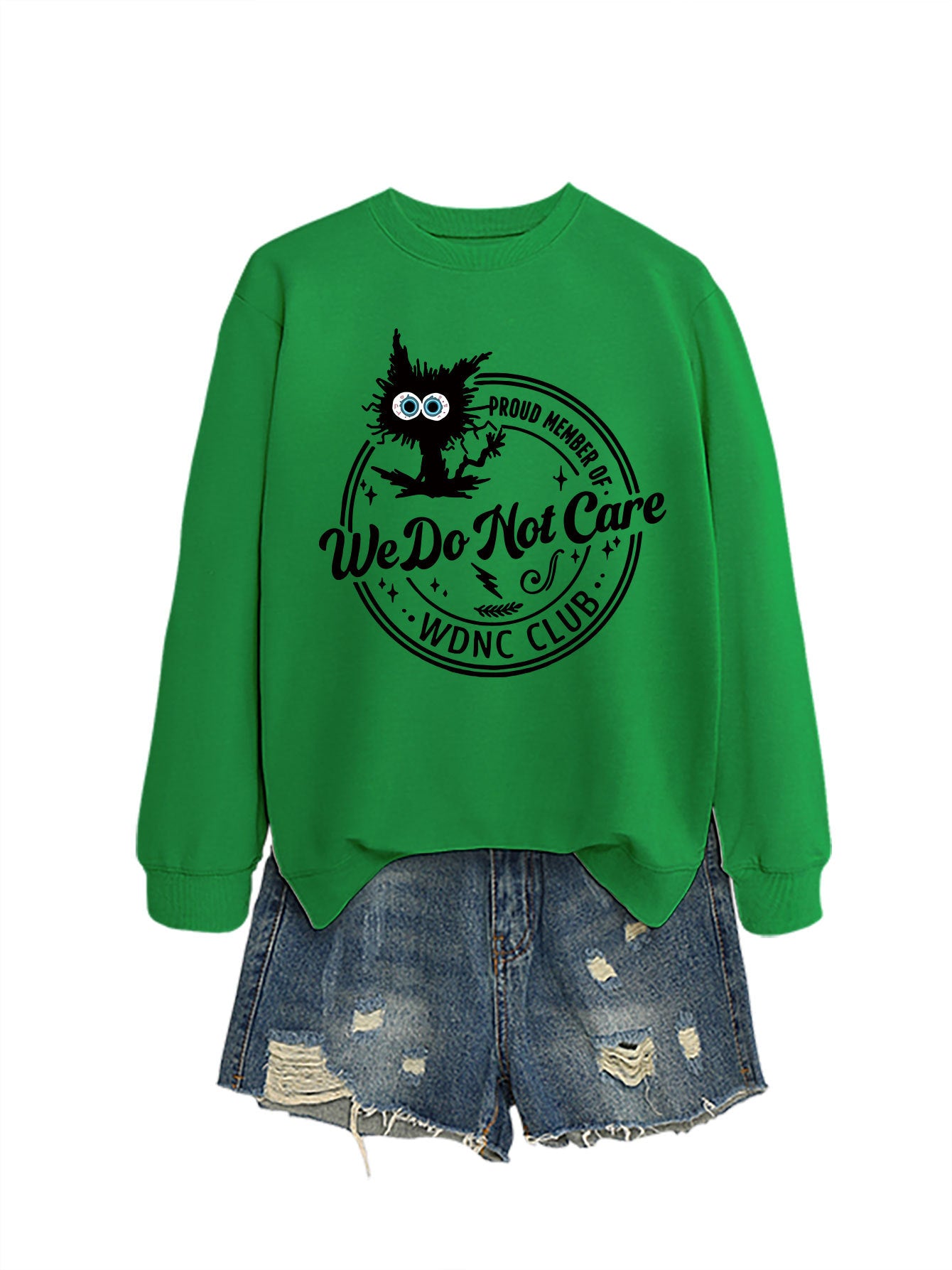 Retro-inspired fun, WDNC Club proud member, menopause-themed printed sweatshirt.