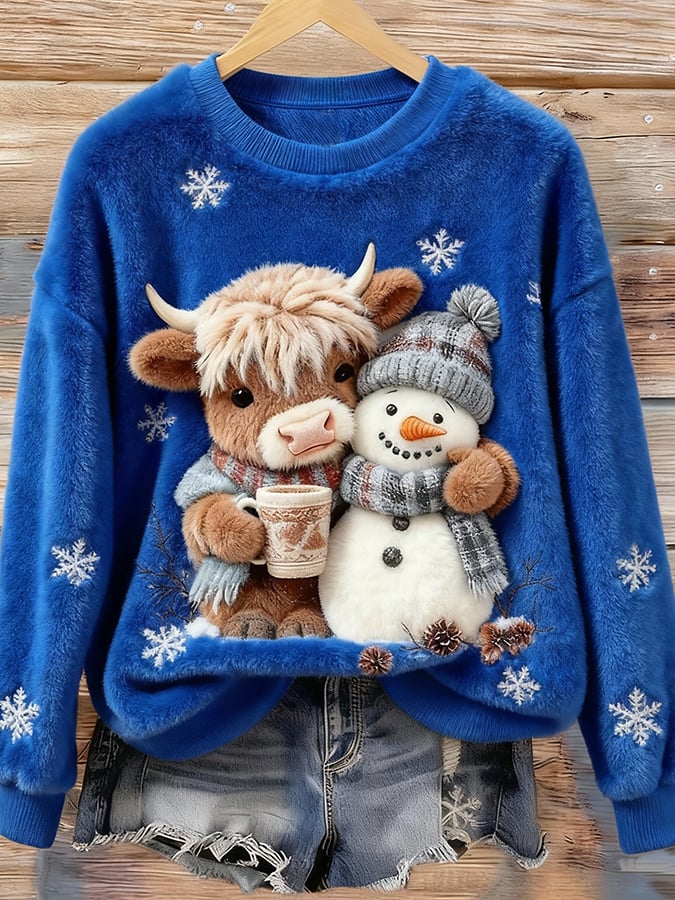 Women's Animal Highland Cow Print Sweatshirt